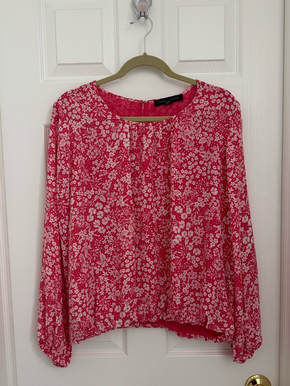 Tommy Hilfiger Women’s XL Light Pink Floral Long Sleeve Blouse